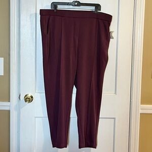 Jones New York NWT 2x Plus Slim Leg Pull On Dress Pants Burgundy Seam On Leg